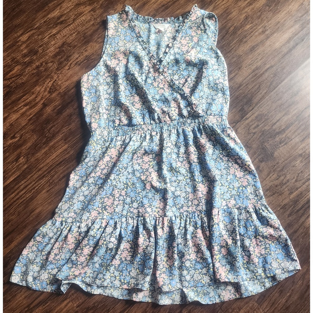 LC Lauren Conrad Dress Size XL Floral Sleeveless Ruffled Blue Pink Extra Large - Picture 3 of 9